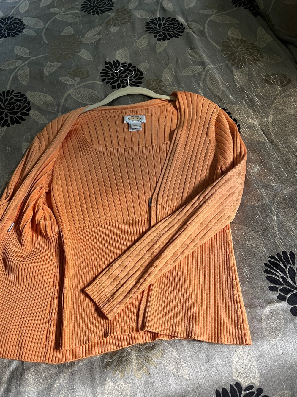 Talbots Peach Ribbed 2piece to with Cardigan